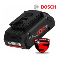 La batería Bosch ProCore 18V 4.0 Ah tiene una capacidad de 4.0 Ah, viene de a una unidad y es perfecta para herramientas eléctricas inalámbricas, ofreciendo mayor duración y potencia en tareas intensas.