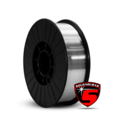 Rollo de alambre MIG ER 308 L de 0.90 mm y 5 kg, ideal para soldadura de acero inoxidable.