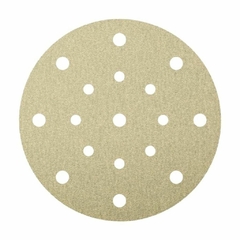 Disco abrasivo de 125 mm de diámetro, con agujeros de ventilación, utilizado para pulido y acabado.
