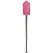 Punta montada rosa B54 de 6.4x12.7 mm con vástago de 3.2 mm, adecuada para trabajos en superficies delicadas.