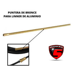 La sirga de latón para teflón con puntera de bronce para linner de aluminio es un componente resistente y preciso, ideal para aplicaciones en sistemas de conducción y sellado.