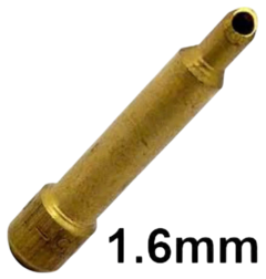 Lente de gas cristal para soldadura TIG de 1.6 mm, fabricada en bronce.