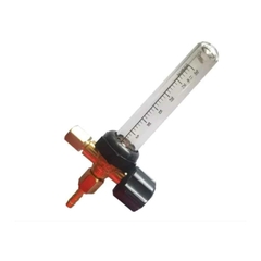 Tubo caudalímetro completo con base de bronce, utilizado para medir el flujo de gases en procesos industriales.