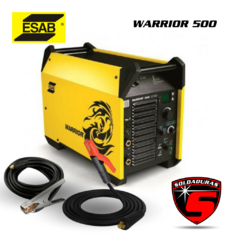 Máquina de soldar ESAB Warrior 500 con pinzas y cables incluidos.