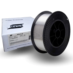 alambre de soldadura de aluminio de la aleación 5356. Tiene un diámetro de 1.20 mm y se presenta en una bobina de 7 kg. Este tipo de alambre es ampliamente utilizado para soldar aleaciones de aluminio.