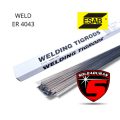 La varilla TIG Weld T 4043 de Ø 2.40 mm se presenta en un paquete de 2.50 kg, perfecta para aplicaciones de soldadura en aluminio.