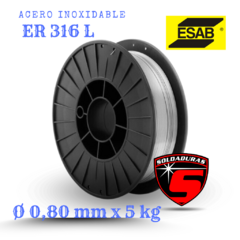 El alambre WELD M316LSi tiene un diámetro de 0.8 mm y viene en presentaciones de 5 kg. Es ideal para procesos de soldadura con alta resistencia a la corrosión.