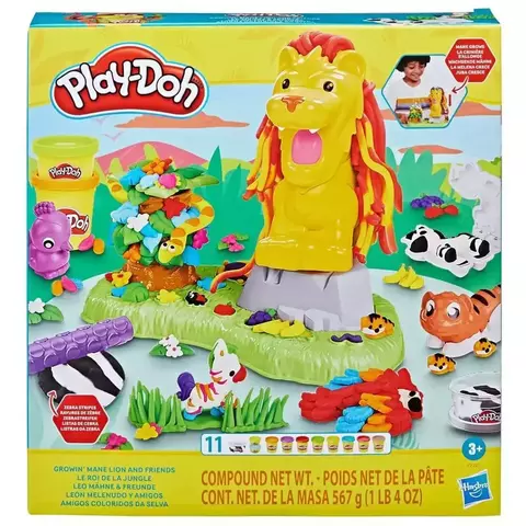Play-Doh Conjunto Amigos Coloridos da Selva - Acessórios de Floresta e Potinhos de Massinha
