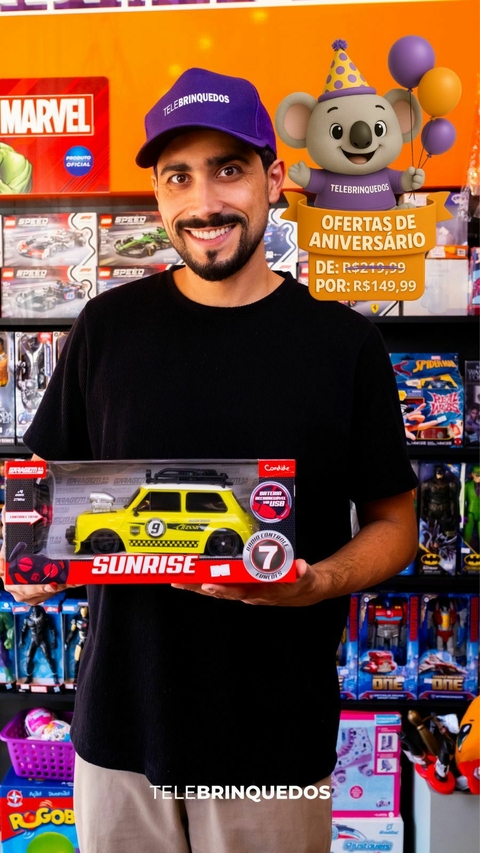 Carrinho de Controle Remoto 7 Funções Garagem S.A. Sunrise Bateria recarregável