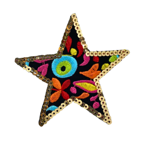 617 Estrella bordada con flores y lentejuelas - comprar online