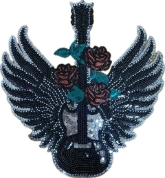 3018 Guitarra con rosas con canutillos