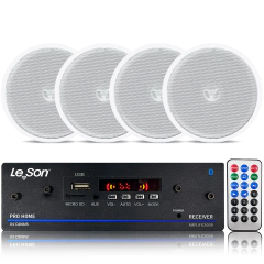 KIT PRO-HOME 400 + 4 ARANDELA REDONDA BRANCA COAXIAL 70W 6P