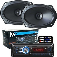 KIT FALANTE FULL RANGE 6X9 PRETO + RADIO M7 7000BT