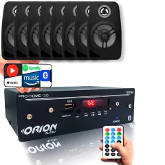 Kit Som Ambiente Pro Home 120w + 8 Caixas Parede 55w Pretas