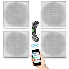Amplificador Bluetooth 4 Caixas de teto Embutir Arandela 70W