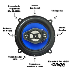 KIT PAR FALANTE 5 POL 55W ORION + RADIO M7 7000BT +ANTENA - Orion eShop | Informatica, Automotivo, Microfones