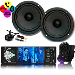 Central Mp5 Bluetooth Tela 4 + 2 Falantes 6 100w Câmera Ré