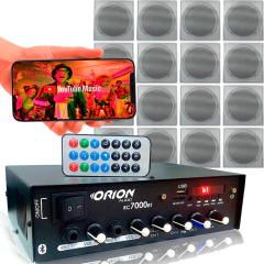 Kit Som Ambiente 4 Canal 500 Watts + 16 Arandela Br Quadrada