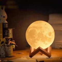Relógio Despertador Madeira + Umidificador Lua 3d Led - comprar online