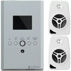 Wall Player Som Ambiente 220v + Par Caixa De Parede Branca