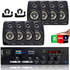 Kit Som Ambiente 500 Watts Bluetooth +8 Caixas Parede Pretas