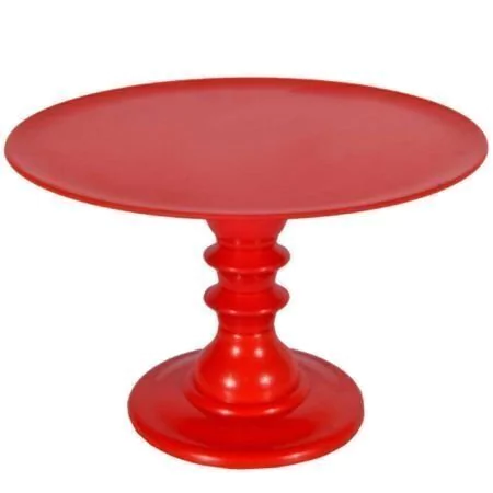 BOLEIRA COM PE TORNEADO - SUPORTE PARA BOLO VERMELHO