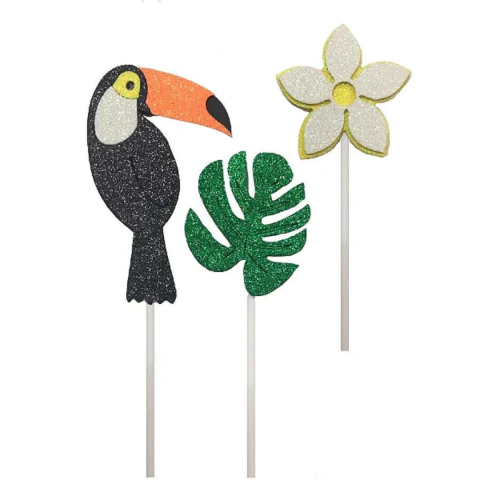 TOPO TROPICAL TUCANO EVA PT/LR 15CM C/3 UN - verao cascavel 