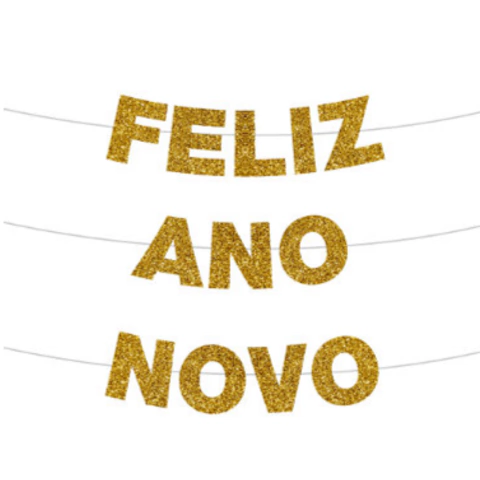 FAIXA FELIZ ANO NOVO DOURADO - comprar online