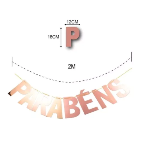 FAIXA DECORATIVA PARABÉNS ROSE GOLD - FESTA - FESTEJANDO