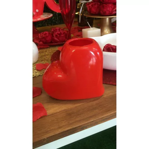VASO CORACAO DECORATIVO VERMELHO DIA DOS NAMORADOS
