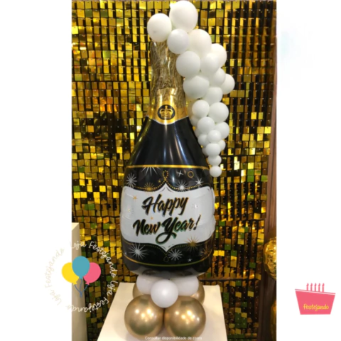 Balão metalizado espumante com arranjo Ano Novo - comprar online