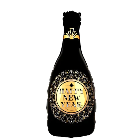 BALAO GARRAFA CHAMPAGNE PRETO COM DOURADO 