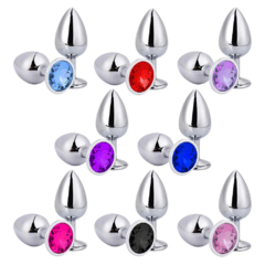 PLUG ANAL DE METAL REDONDO COM PEDRA G