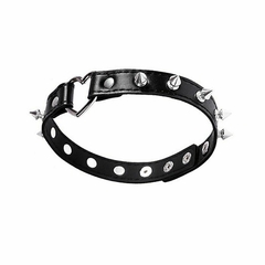 Coleira Bondage Choker com Coração e Pinos - Preto