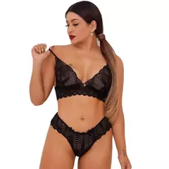 CONJUNTO LINGERIE ANNA PAULA COM RENDA E PINGENTE