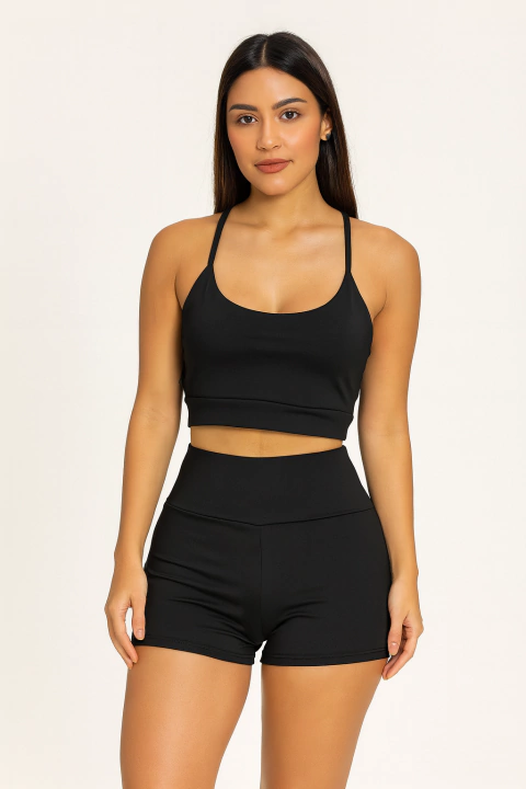 Conj. Fit cropped (PRETO) 0400356 - comprar online