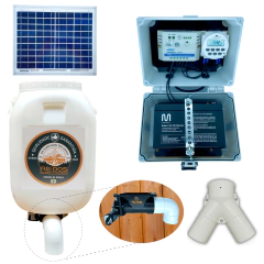 Alimentador automático com bombona de 50l e kit solar com divisor y para dois animais