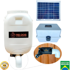 Alimentador automático bombona recondicionada de 50l com kit solar e divisor y para dois animais na internet