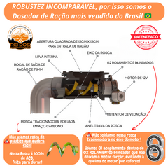 Mecanismo dosador de ração automático com kit solar + divisor y para dois animais - Rei dos Alimentadores