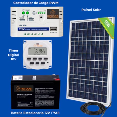 Imagem do Alimentador automático bombona de 25l com kit solar e divisor y para dois animais