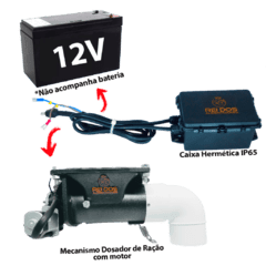 Alimentador automático bombona recondicionada de 50l com timer 12v (para uso com bateria 12V) - Rei dos Alimentadores