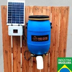 Alimentador automático bombona recondicionada de 30l com kit solar e divisor y para dois animais