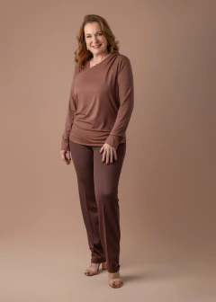 Calça Cleusa Pied de Poule marrom - comprar online