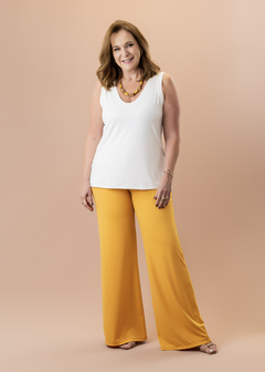 Conjunto (Calça Paris mostarda + Blusa Jasmin off white)