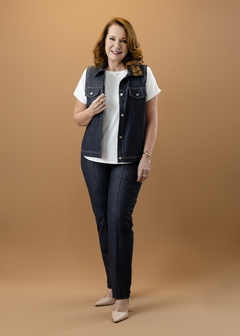 Colete Assis malha jeans preto na internet