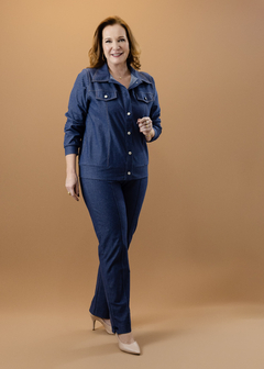 Jaqueta Palmas malha jeans azul na internet
