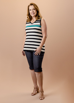 Bermuda Cleusa malha jeans preta - Cleusa Boutique