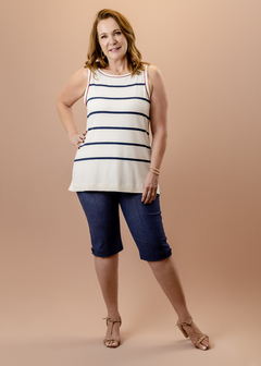 Bermuda Cleusa malha jeans azul