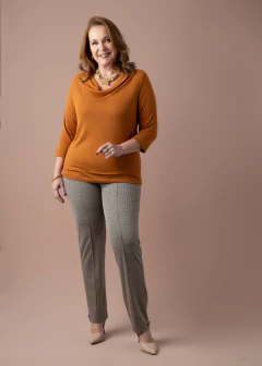 Calça Cleusa Pied de Poule gengibre - Cleusa Boutique