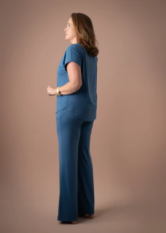 Blusa Orquídea azul jeans - Cleusa Boutique